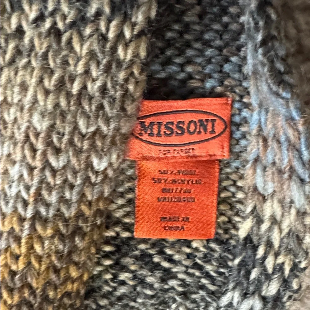 Missoni Olive, Gray & Brown Gradient Knit Scarf